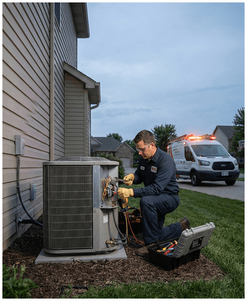 HVAC Technician working on an AC unit